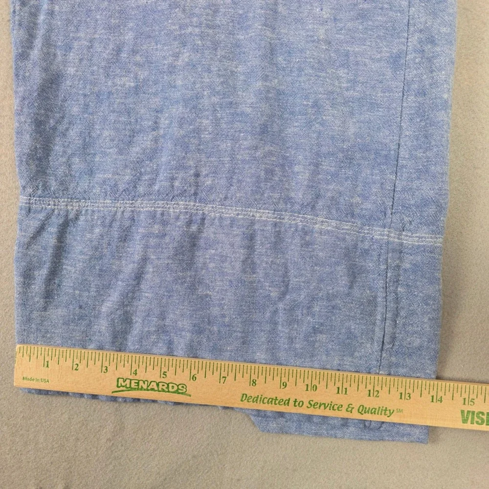 Banana Republic Antique Blue Linen Blend High Rise Wide Leg Cropped Pants XL